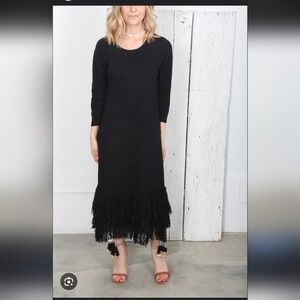 Ulla Johnson Black Clarissa Fringe Dress RARE